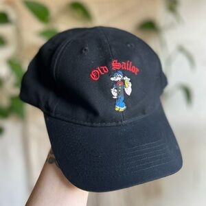 Old Sailor Amsterdam Black Baseball Cap | Vintage Style Dad Hat Red Embroidery